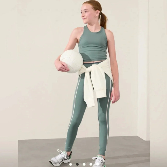 ATHLETA GIRL LONG DISTANCE BRA in Oxidized Green Size L/12 Kids - Picture 3 of 6